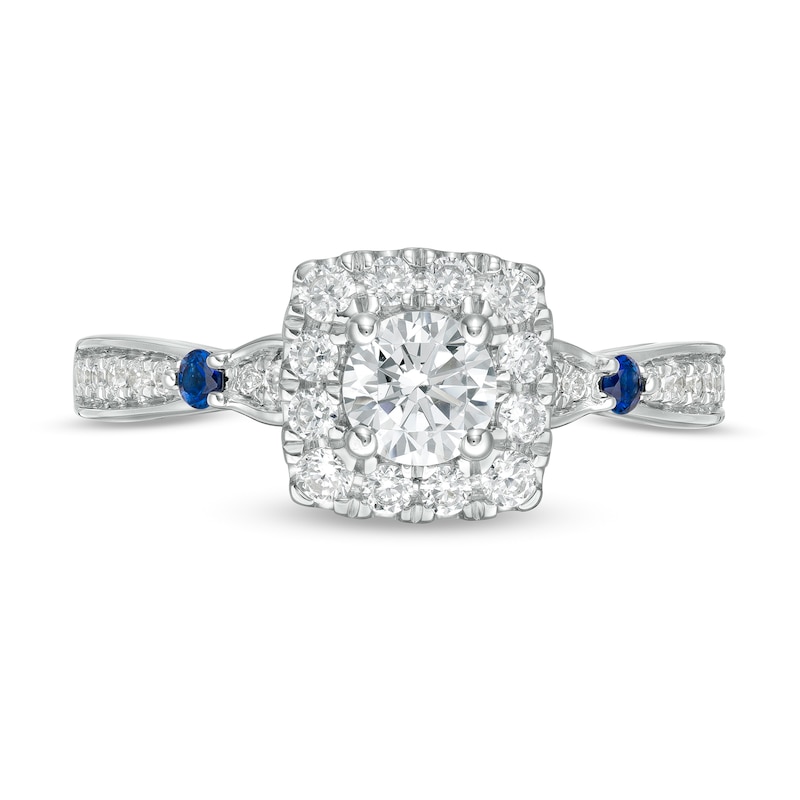 Main Image 4 of Vera Wang Love Collection 3/4 CT. T.W. Diamond Cushion Frame Engagement Ring in 14K White Gold