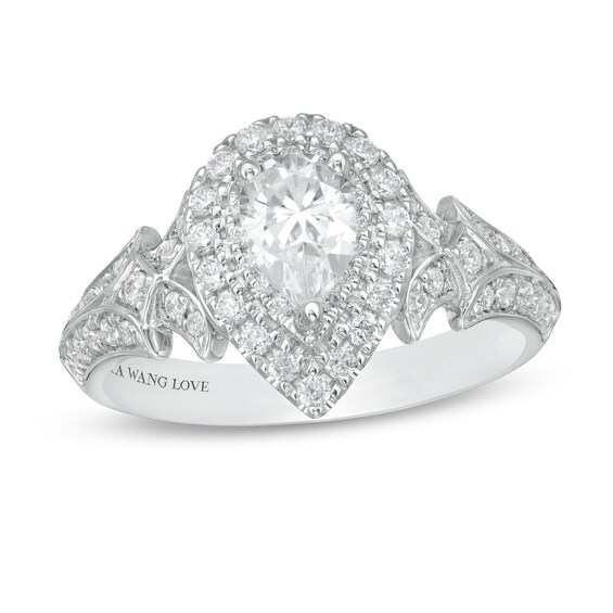 Vera Wang Love Collection 1 CT. T.w. Pear-Shaped Diamond Double Frame Engagement Ring in 14K White Gold