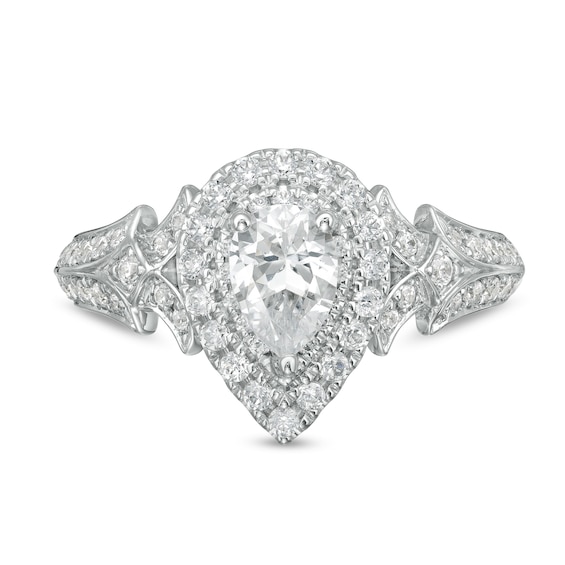 Vera Wang Love Collection 1 CT. T.w. Pear-Shaped Diamond Double Frame Engagement Ring in 14K White Gold