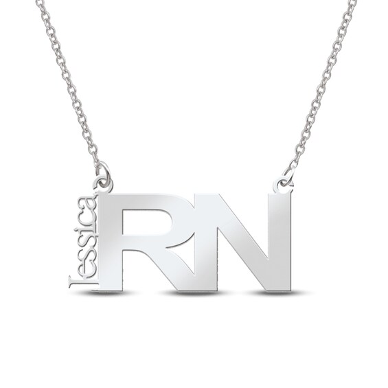 "RN" Nurse Vertical Name Necklace (1 Line) Zales
