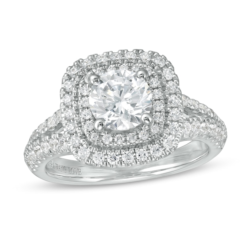 Main Image 1 of Vera Wang Love Collection 1-3/4 CT. T.W. Diamond Double Cushion Frame Engagement Ring in 14K White Gold