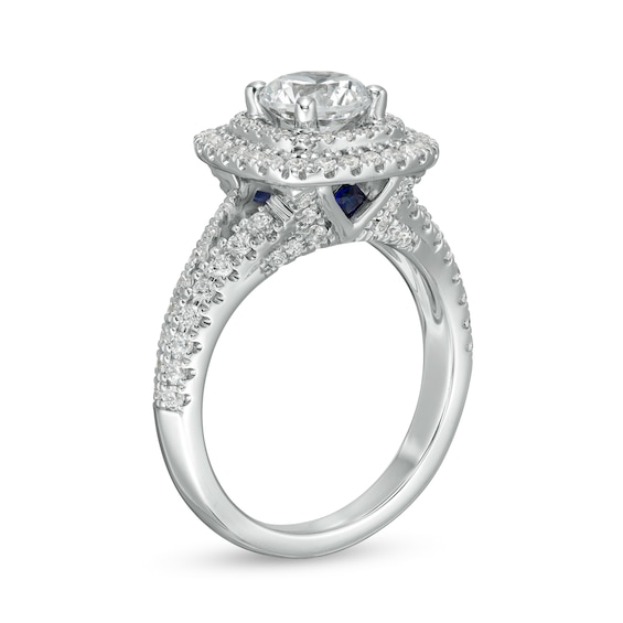 Vera Wang Love Collection 1-3/4 CT. T.w. Diamond Double Cushion Frame Engagement Ring in 14K White Gold