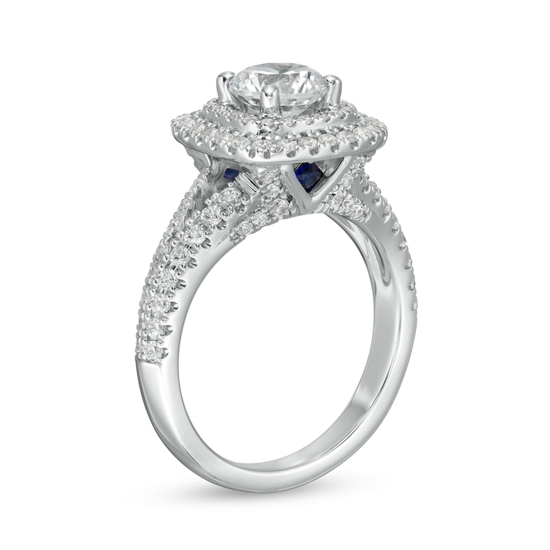 Main Image 3 of Vera Wang Love Collection 1-3/4 CT. T.W. Diamond Double Cushion Frame Engagement Ring in 14K White Gold