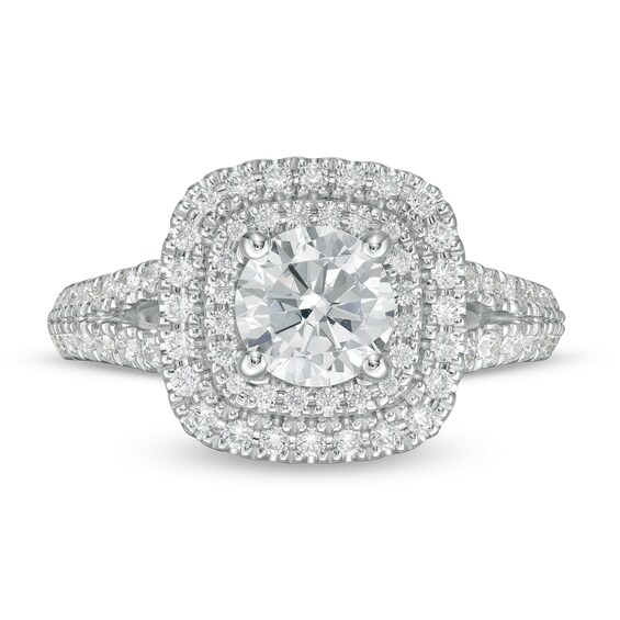 Vera Wang Love Collection 1-3/4 CT. T.w. Diamond Double Cushion Frame Engagement Ring in 14K White Gold
