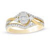 Thumbnail Image 1 of 1/2 CT. T.W. Oval Multi-Diamond Frame Vintage-Style Bypass Ring in 10K Gold