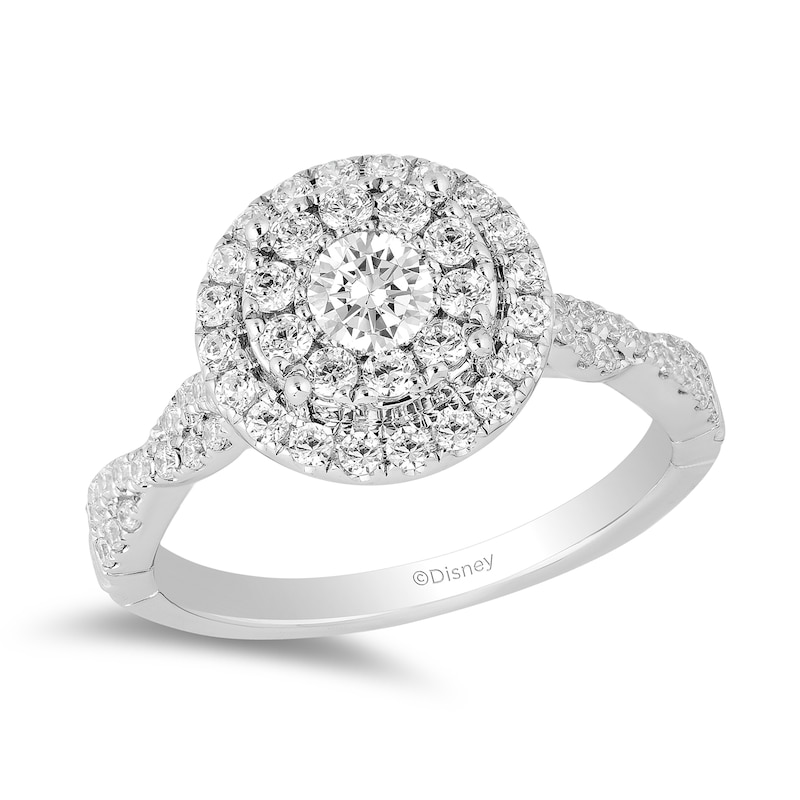 Main Image 1 of Enchanted Disney Belle 1 CT. T.W. Diamond Double Frame Engagement Ring in 14K White Gold
