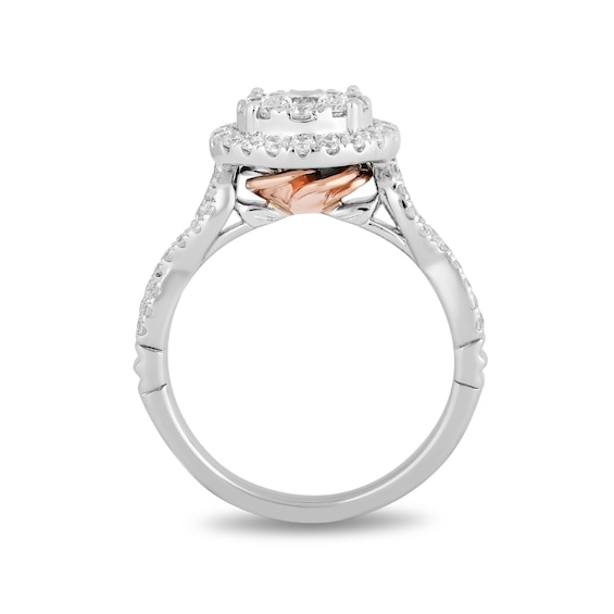 Enchanted Disney Belle 1 CT. T.w. Diamond Double Frame Engagement Ring in 14K White Gold