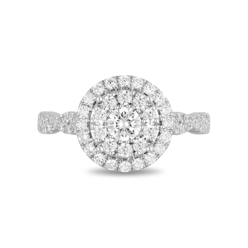 Main Image 4 of Enchanted Disney Belle 1 CT. T.W. Diamond Double Frame Engagement Ring in 14K White Gold