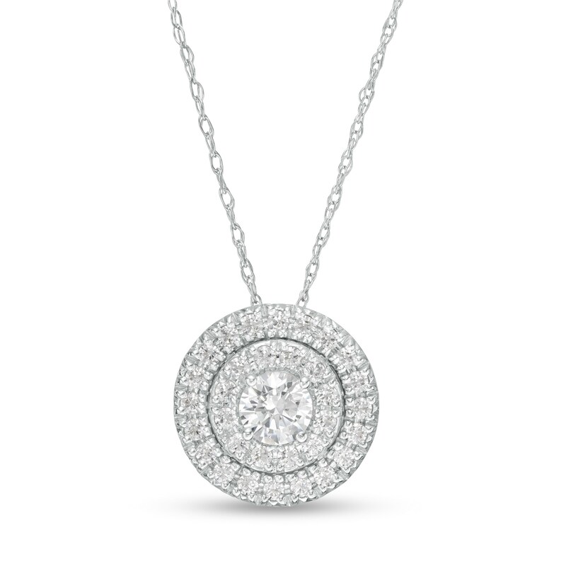 Main Image 1 of 1/2 CT. T.W. Diamond Double Frame Pendant in 10K White Gold