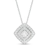 Thumbnail Image 0 of 1/2 CT. T.W. Diamond Tilted Double Cushion Frame Pendant in 10K White Gold