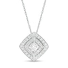 Thumbnail Image 1 of 1/2 CT. T.W. Diamond Tilted Double Cushion Frame Pendant in 10K White Gold