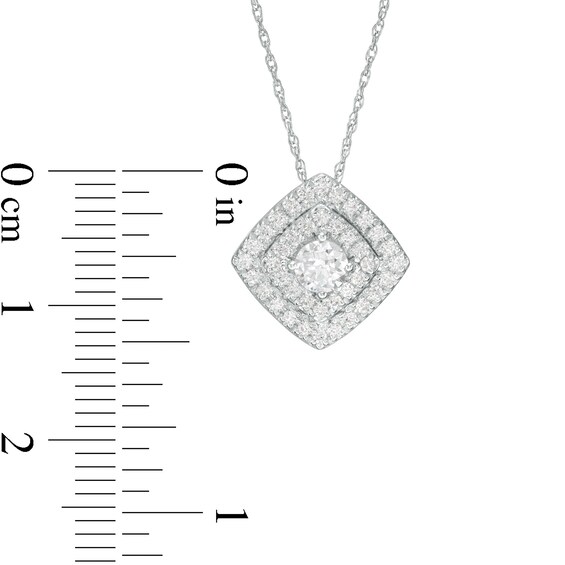 1/2 CT. T.w. Diamond Tilted Double Cushion Frame Pendant in 10K White Gold