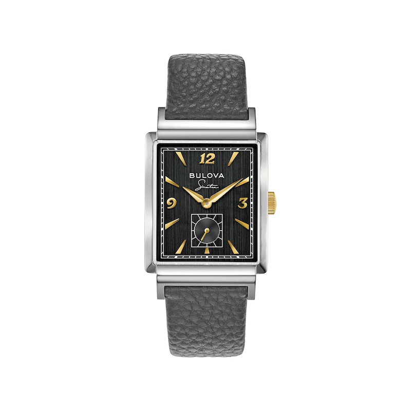 Men's Bulova Frank Sinatra 'My Way' Collection Strap Watch with Rectangular Black Dial (Model: 98A261)