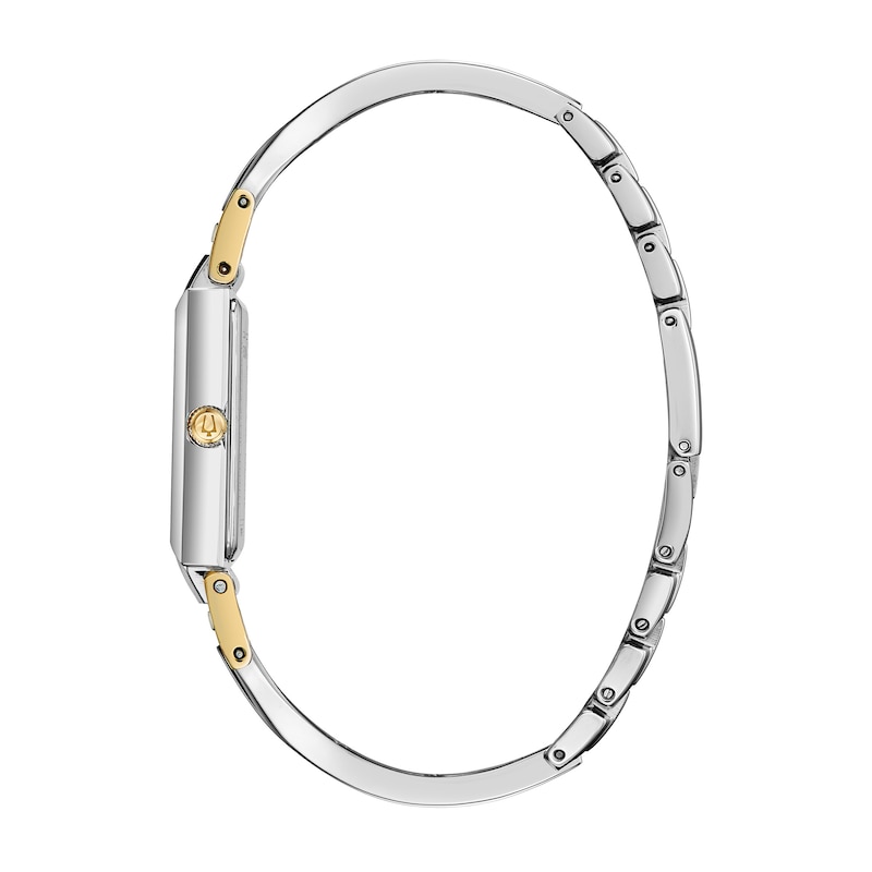 Main Image 2 of Ladies' Bulova Classic Diamond Accent Two-Tone Bangle Watch with Rectangular Mother-of-Pearl Dial (Model: 98P188)