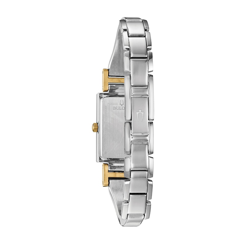 Main Image 3 of Ladies' Bulova Classic Diamond Accent Two-Tone Bangle Watch with Rectangular Mother-of-Pearl Dial (Model: 98P188)