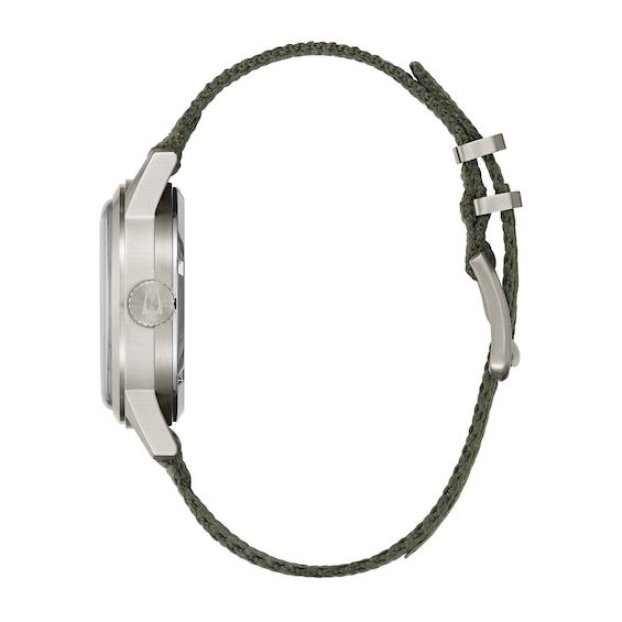 Men's Bulova Military Hack Strap Watch with Black Dial (Model: 96A259)
