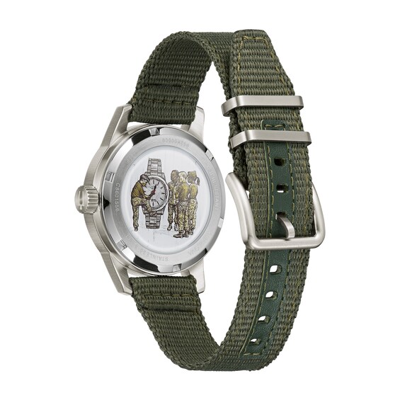 Men's Bulova Military Hack Strap Watch with Black Dial (Model: 96A259)