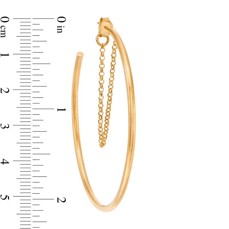 Main Image 2 of Made in Italy 50.0mm Chain Dangle Hoop Earrings in Sterling Silver with 18K Gold Plate
