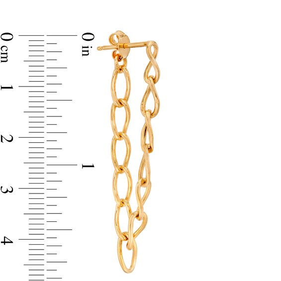 Made in Italy Oval Link Chain Drop Front/Back Earrings in Sterling Silver with 18K Gold Plate