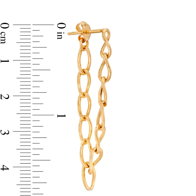 Main Image 2 of Made in Italy Oval Link Chain Drop Front/Back Earrings in Sterling Silver with 18K Gold Plate