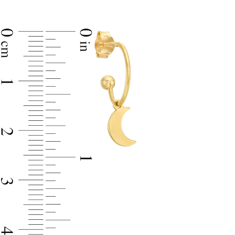 Main Image 5 of Made in Italy Heart, Cross or Crescent Moon Dangle Three Pair J-Hoop Earrings Set in Sterling Silver with 18K Gold Plate
