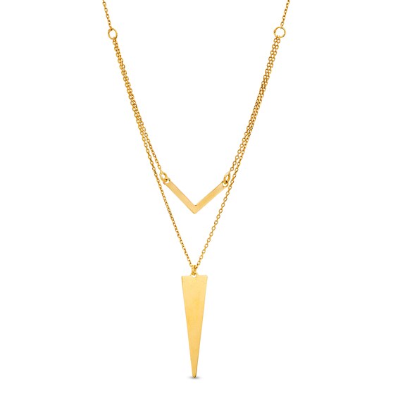 Made in Italy Chevron and Geometric Double Strand Necklace in Sterling Silver with 18K Gold Plate Made in Italy Chevron and Geometric Double Strand Necklace in Sterling Silver with 18K Gold Plate