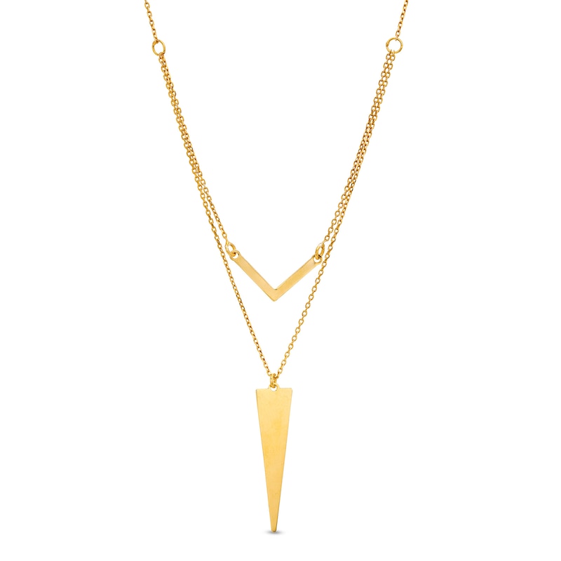 Made in Italy Chevron and Geometric Double Strand Necklace in Sterling Silver with 18K Gold Plate