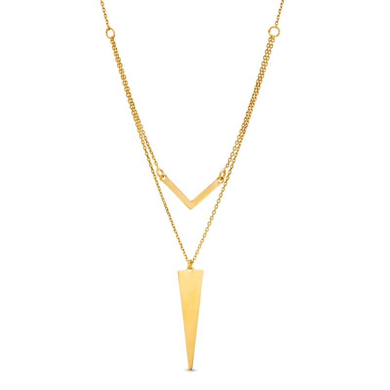 Main Image 1 of Made in Italy Chevron and Geometric Double Strand Necklace in Sterling Silver with 18K Gold Plate