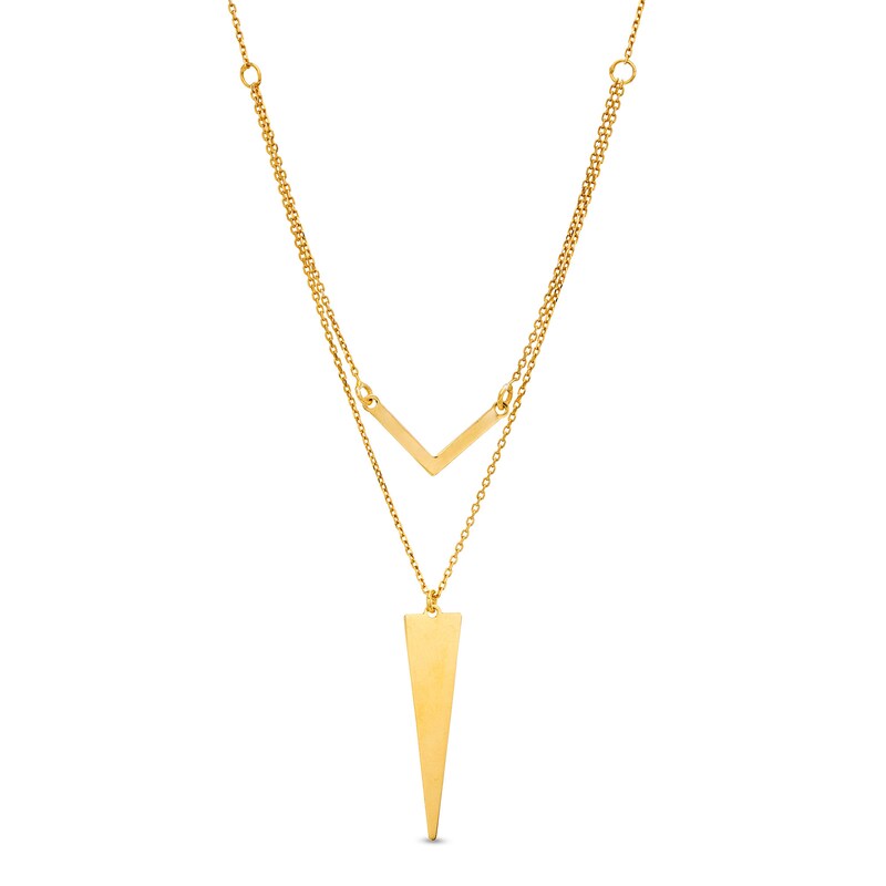 Made in Italy Chevron and Geometric Double Strand Necklace in Sterling Silver with 18K Gold Plate