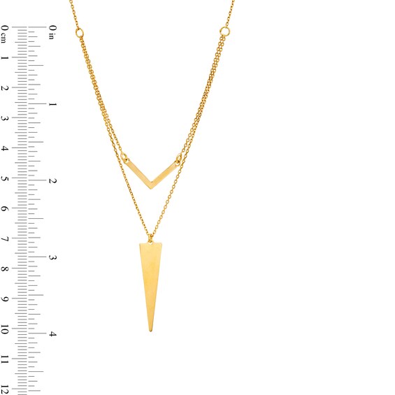 Made in Italy Chevron and Geometric Double Strand Necklace in Sterli Made in Italy Chevron and Geometric Double Strand Necklace in Sterling Silver with 18K Gold Plate