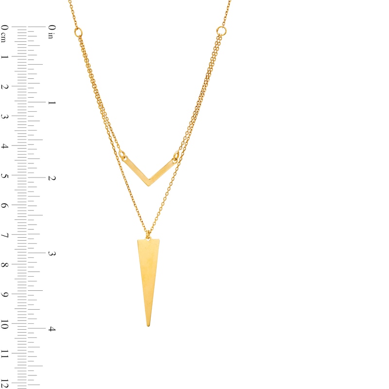 Made in Italy Chevron and Geometric Double Strand Necklace in Sterling Silver with 18K Gold Plate