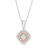 Thumbnail Image 0 of 1/5 CT. T.W. Diamond Tilted Cushion Frame Pendant in Sterling Silver and 10K Rose Gold