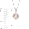 Thumbnail Image 2 of 1/5 CT. T.W. Diamond Tilted Cushion Frame Pendant in Sterling Silver and 10K Rose Gold