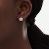 Thumbnail Image 2 of 1/5 CT. T.W. Diamond Cushion Frame Stud Earrings in Sterling Silver and 10K Rose Gold