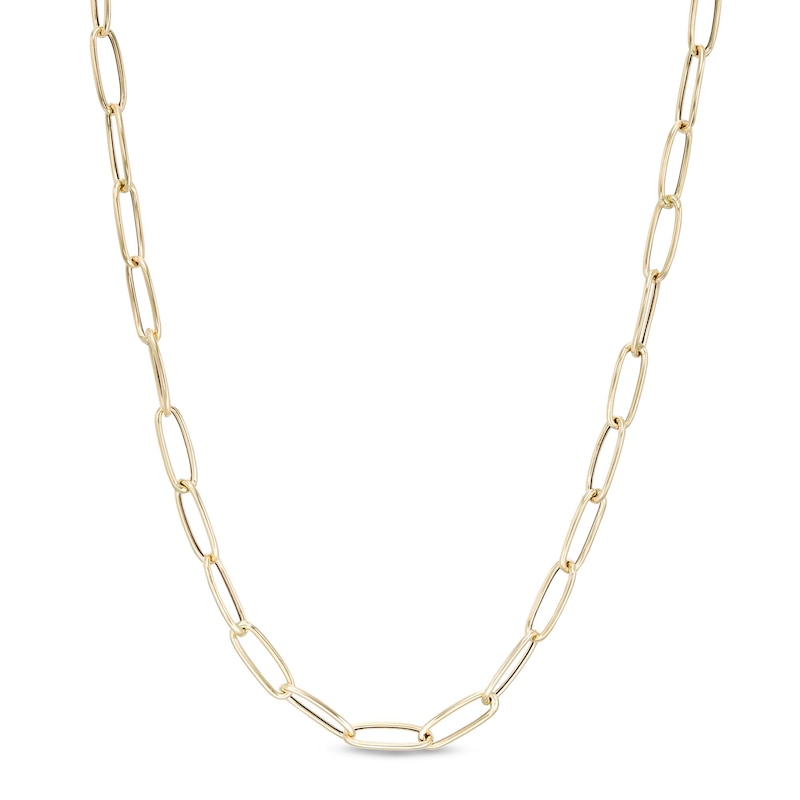 Main Image 1 of Made in Italy Paper Clip Link Necklace in Hollow 14K Gold - 24"