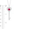 Thumbnail Image 3 of 5.0mm Lab-Created Ruby and White Sapphire Heart-Top Key Pendant in Sterling Silver