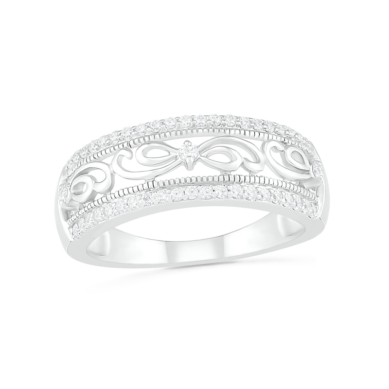 1/4 CT. T.W. Diamond Edge Vintage-Style Ring in 10K White Gold