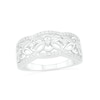 Thumbnail Image 1 of 1/3 CT. T.W. Diamond Ornate Flower Scallop-Edge Ring in Sterling Silver