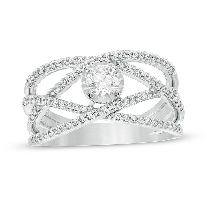 Main Image 1 of Diamonds Amplified 5/8 CT. T.W. Diamond Orbit Ring in 10K White Gold