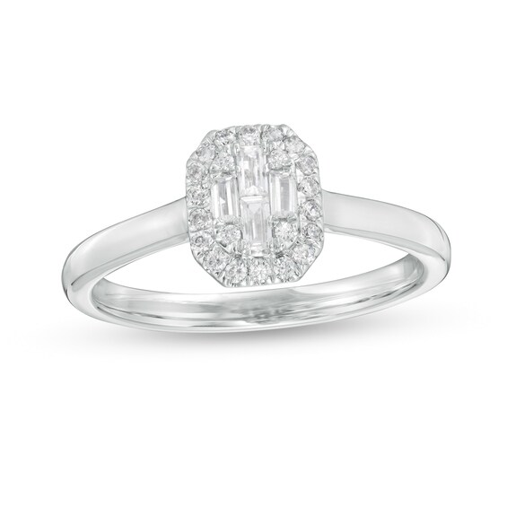 1/4 CT. T.w. Composite Diamond Octagon Frame Ring in 10K White Gold