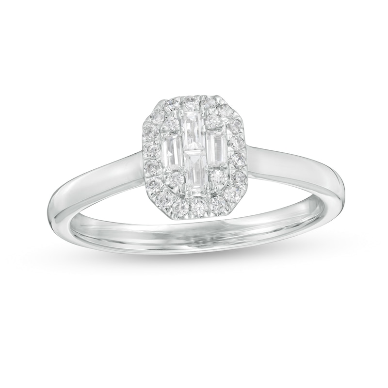 1/4 CT. T.W. Composite Diamond Octagon Frame Ring in 10K White Gold