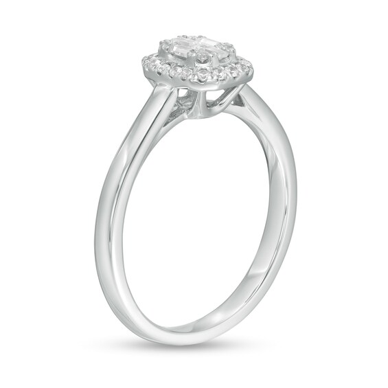 1/4 CT. T.W. Composite Diamond Octagon Frame Ring in 10K White Gold 1/4 CT. T.W. Composite Diamond Octagon Frame Ring in 10K White Gold