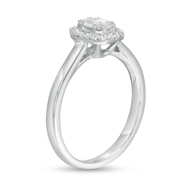 Main Image 3 of 1/4 CT. T.W. Composite Diamond Octagon Frame Ring in 10K White Gold
