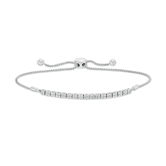 1/2 CT. T.w. Diamond Double Row Bolo Bracelet in 10K White Gold - 9.5"