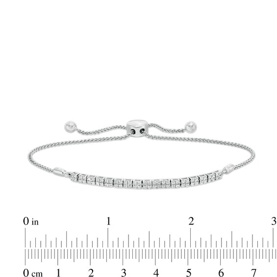 1/2 CT. T.w. Diamond Double Row Bolo Bracelet in 10K White Gold - 9.5"