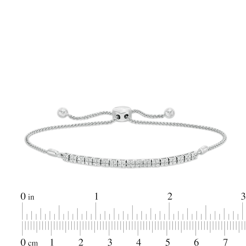 Main Image 3 of 1/2 CT. T.W. Diamond Double Row Bolo Bracelet in 10K White Gold - 9.5"