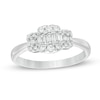 Thumbnail Image 1 of 1/3 CT. T.W. Emerald-Shaped Multi-Diamond Three Stone Ring in 10K White Gold