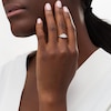 Thumbnail Image 2 of 1/3 CT. T.W. Emerald-Shaped Multi-Diamond Three Stone Ring in 10K White Gold