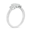 1/3 CT. T.W. Baguette and Round Composite Diamond Three Stone Ring in 10K White Gold
