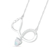 Thumbnail Image 1 of 4.0mm Heart-Shaped Lab-Created Opal and White Sapphire Loop Stethoscope Necklace in Sterling Silver